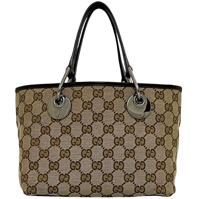 Gucci Mini Handbag Beige Brown 120844 Excellent Condition Canvas
