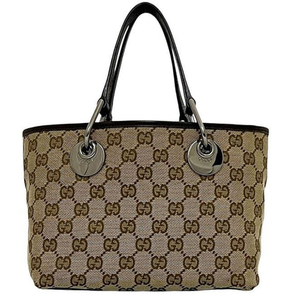 Gucci Mini Handbag Beige Brown 120844 Excellent Condition Canvas