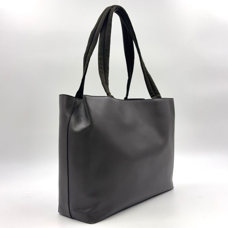 Prada Leather Khaki Green Tote Bag
