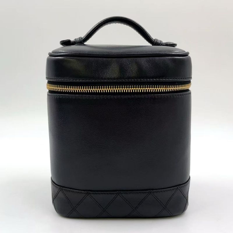 Chanel Bicolore Coco Mark Vanity Serial No 4 Lambskin Black Handbag Gold