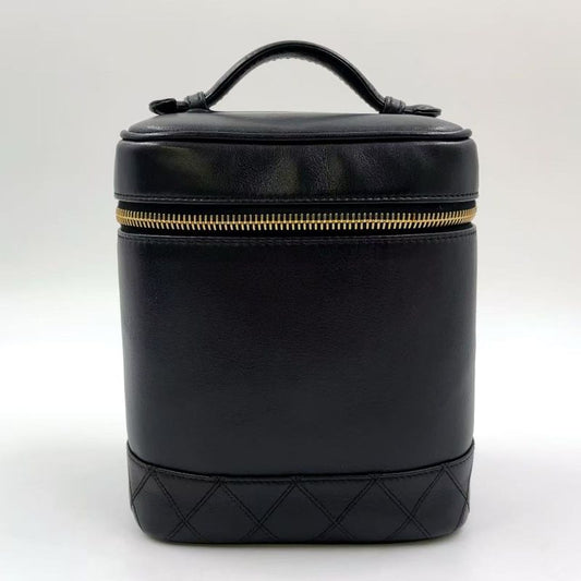 Chanel Bicolore Coco Mark Vanity Serial No 4 Lambskin Black Handbag Gold