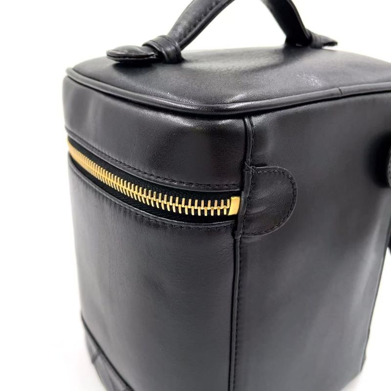 Chanel Bicolore Coco Mark Vanity Serial No 4 Lambskin Black Handbag Gold