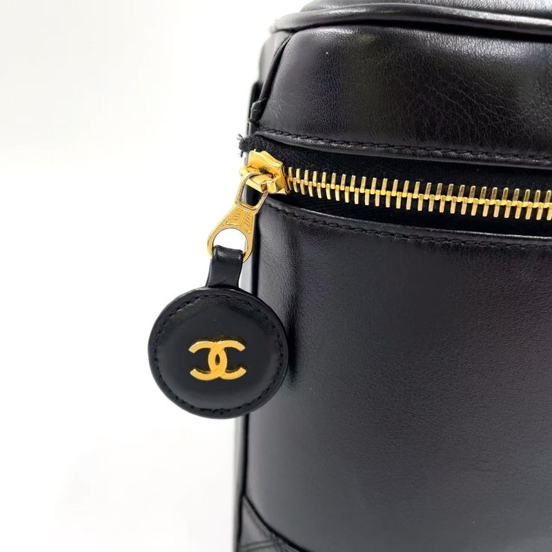 Chanel Bicolore Coco Mark Vanity Serial No 4 Lambskin Black Handbag Gold