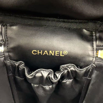 Chanel Bicolore Coco Mark Vanity Serial No 4 Lambskin Black Handbag Gold