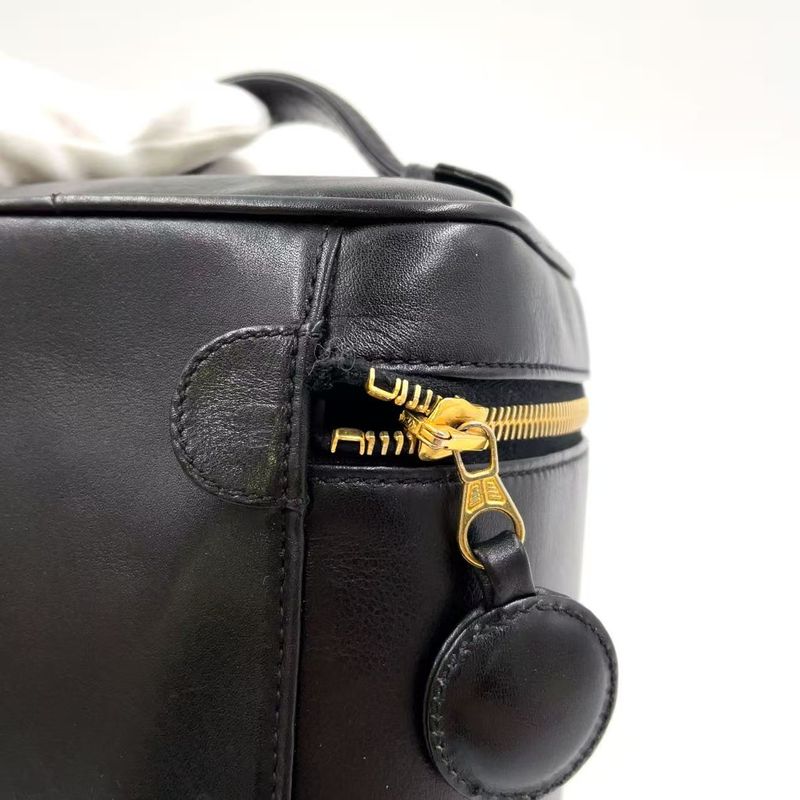 Chanel Bicolore Coco Mark Vanity Serial No 4 Lambskin Black Handbag Gold