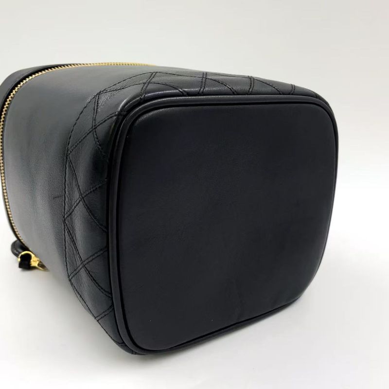 Chanel Bicolore Coco Mark Vanity Serial No 4 Lambskin Black Handbag Gold
