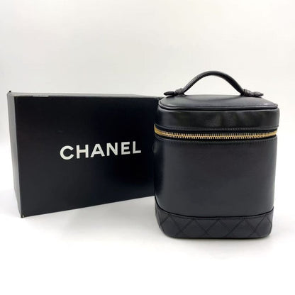 Chanel Bicolore Coco Mark Vanity Serial No 4 Lambskin Black Handbag Gold
