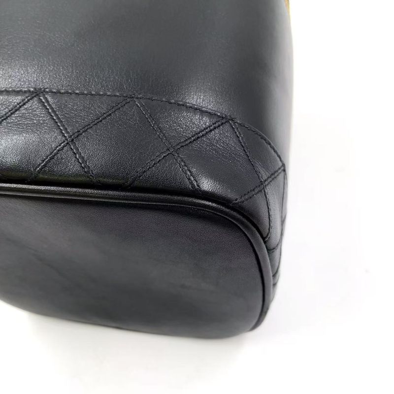 Chanel Bicolore Coco Mark Vanity Serial No 4 Lambskin Black Handbag Gold