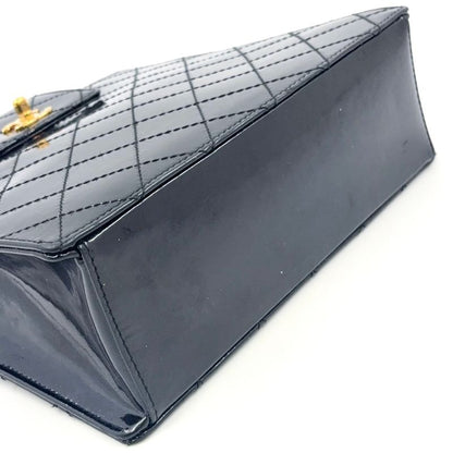 Chanel Coco Mark Turnlock Matelasse No 4 Leather Enamel Black Handbag Gold