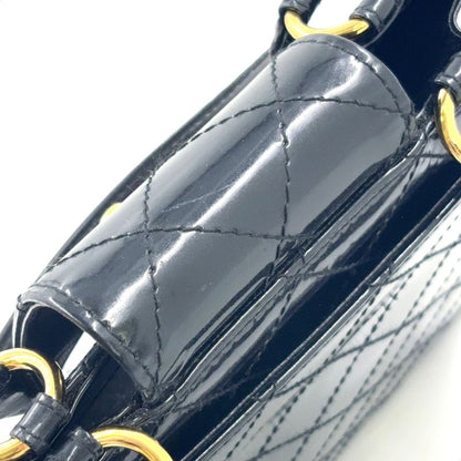 Chanel Coco Mark Turnlock Matelasse No 4 Leather Enamel Black Handbag Gold