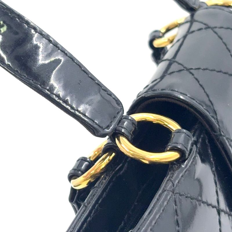 Chanel Coco Mark Turnlock Matelasse No 4 Leather Enamel Black Handbag Gold