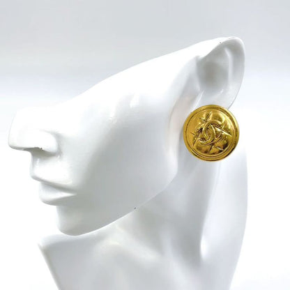 Chanel Coco Mark Matelasse GP Gold Earrings Gold