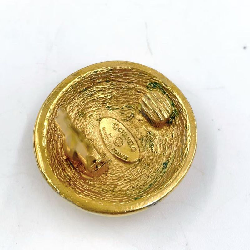 Chanel Coco Mark Matelasse GP Gold Earrings Gold