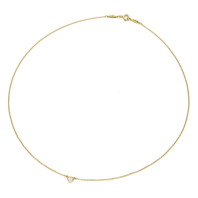 Tiffany & Co Diamond By-the-yard Single Diamond Pendant Necklace 18K Yellow