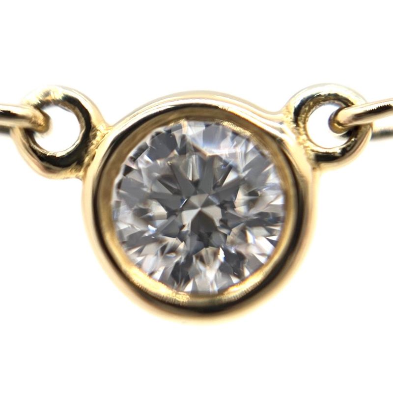 Tiffany & Co Diamond By-the-yard Single Diamond Pendant Necklace 18K Yellow