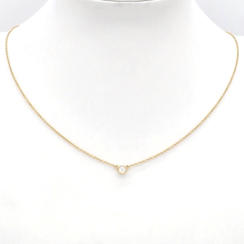 Tiffany & Co Diamond By-the-yard Single Diamond Pendant Necklace 18K Yellow