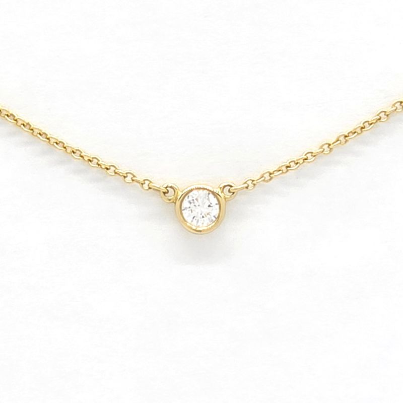 Tiffany & Co Diamond By-the-yard Single Diamond Pendant Necklace 18K Yellow