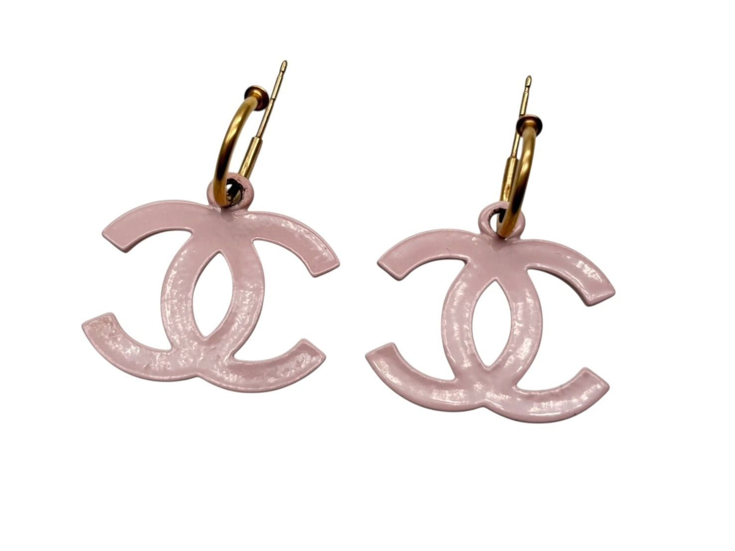 Chanel CC Logo Swing Hook Earrings 03 Pink Gold