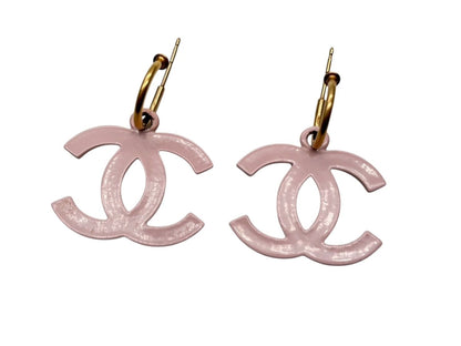 Chanel CC Logo Swing Hook Earrings 03 Pink Gold