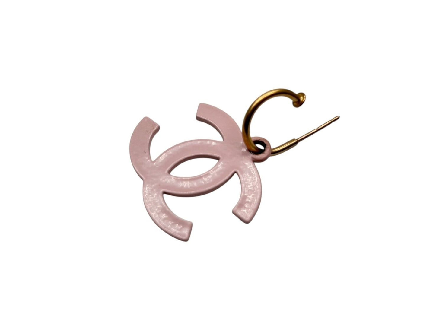 Chanel CC Logo Swing Hook Earrings 03 Pink Gold — view 3