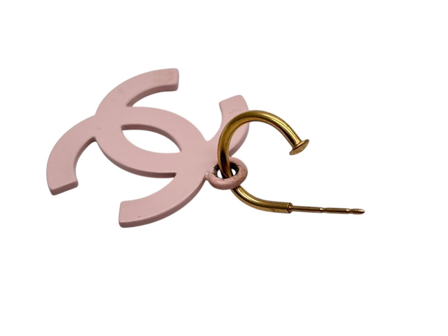 Chanel CC Logo Swing Hook Earrings 03 Pink Gold — view 5