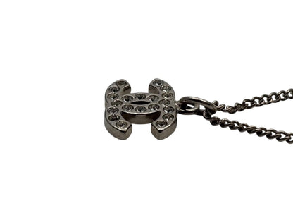 Chanel Rhinestone CC Logo Necklace 09 Silver — view 5