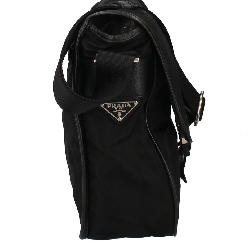 Prada Messenger Bag Nylon Women Shoulder Bag Black Excellent Condition
