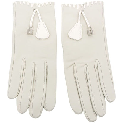 Hermes Gloves Cadenas Clochette #6 1 2 Sold Leather Ivory With Box