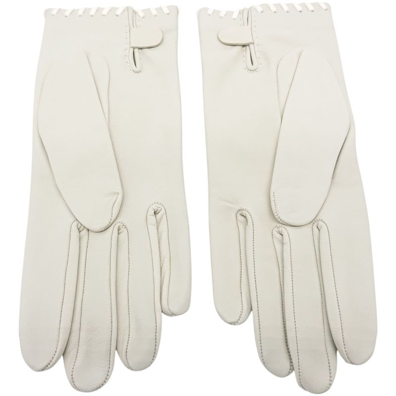 Hermes Gloves Cadenas Clochette #6 1 2 Sold Leather Ivory With Box