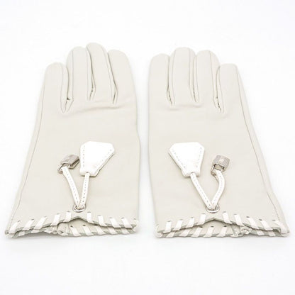 Hermes Gloves Cadenas Clochette #6 1 2 Sold Leather Ivory With Box