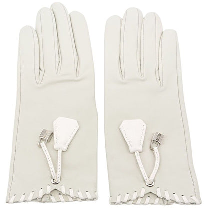 Hermes Gloves Cadenas Clochette #6 1 2 Sold Leather Ivory With Box