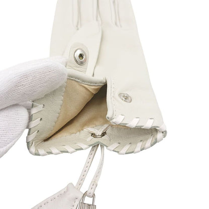 Hermes Gloves Cadenas Clochette #6 1 2 Sold Leather Ivory With Box