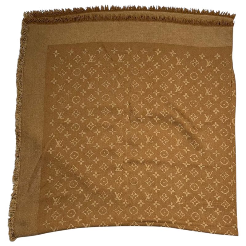 Louis Vuitton Monogram Silk Wool Stole Monogram Silk Wool Shawl Brown Scarf