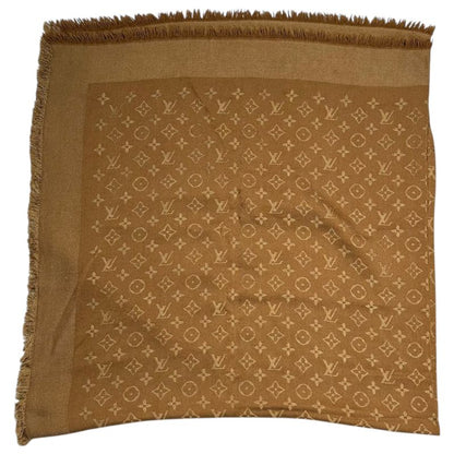 Louis Vuitton Monogram Silk Wool Stole Monogram Silk Wool Shawl Brown Scarf