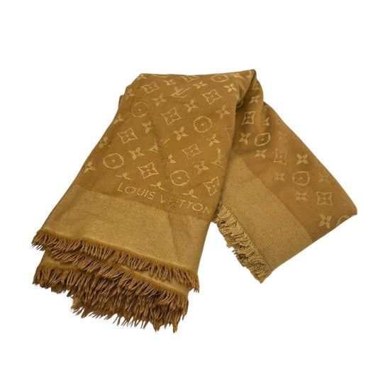 Louis Vuitton Monogram Silk Wool Stole Monogram Silk Wool Shawl Brown Scarf