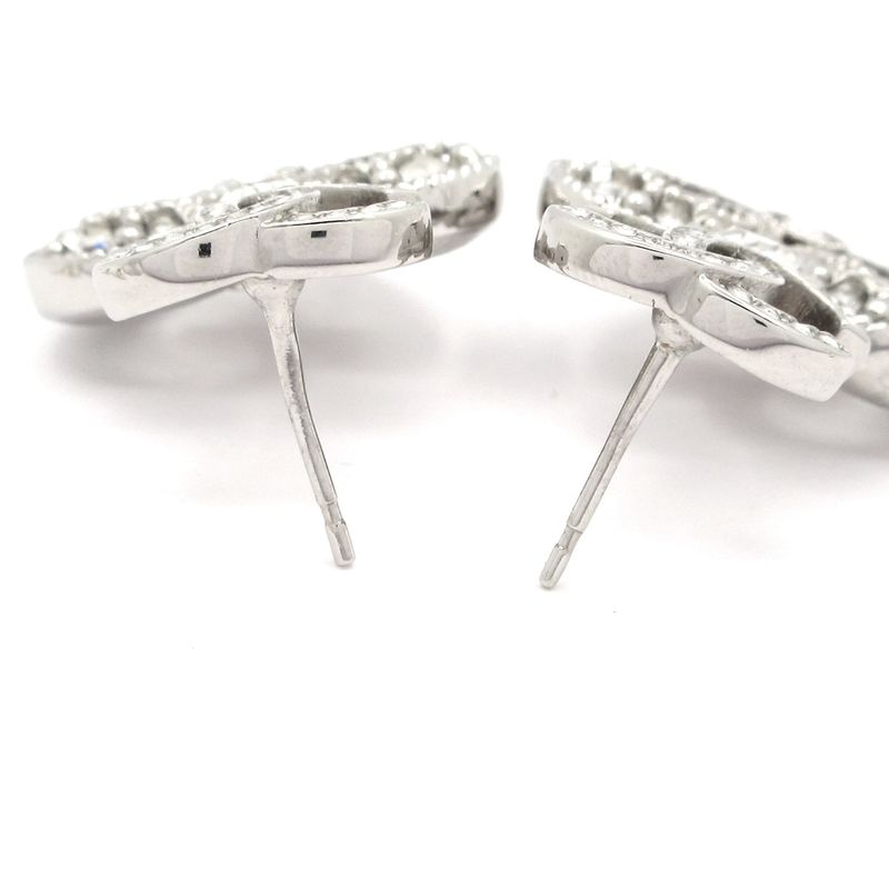 Chanel Earrings Coco Mark Silver X Clear Heart