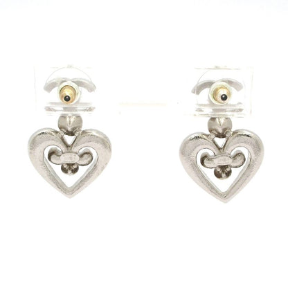 Chanel Earrings Coco Mark Silver X Clear Heart