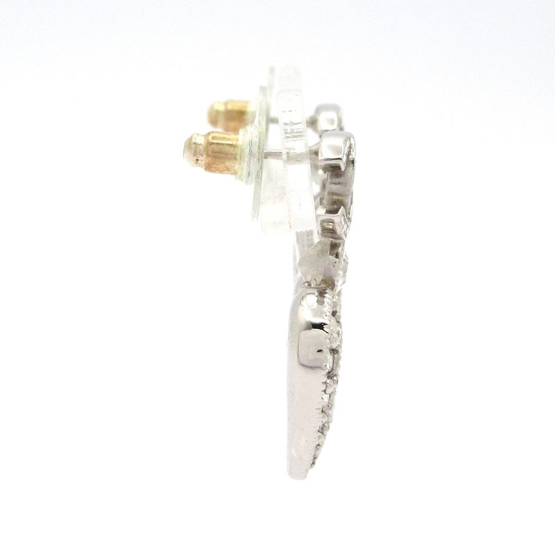 Chanel Earrings Coco Mark Silver X Clear Heart