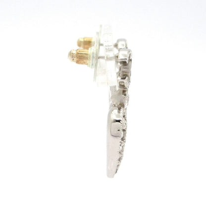 Chanel Earrings Coco Mark Silver X Clear Heart