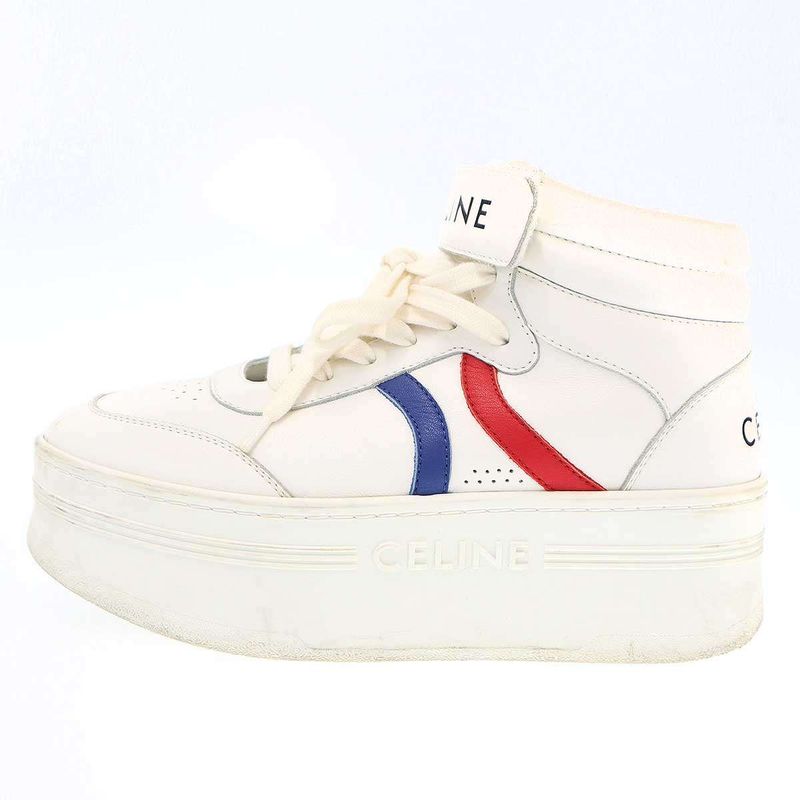 Celine High Cut Lace Up Block Sneakers Rm1212 White 36