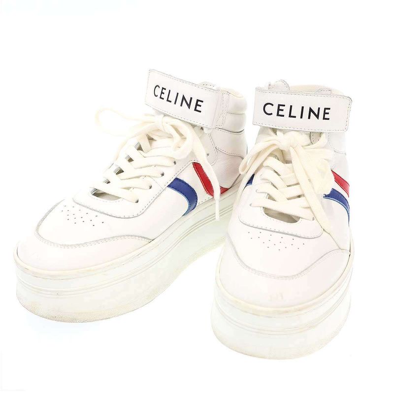 Celine High Cut Lace Up Block Sneakers Rm1212 White 36