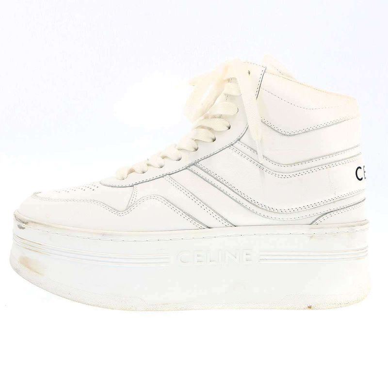 Celine Belted High Cut Block Sneakers Rm0262 White 36