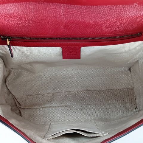 Gucci GG Marmont Taiga Head One Hand Leather Bag Red Gold Color Handbag AA