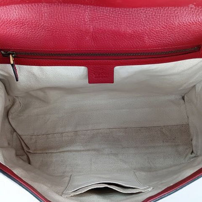 Gucci GG Marmont Taiga Head One Hand Leather Bag Red Gold Color Handbag AA