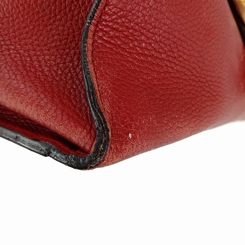 Gucci GG Marmont Taiga Head One Hand Leather Bag Red Gold Color Handbag AA