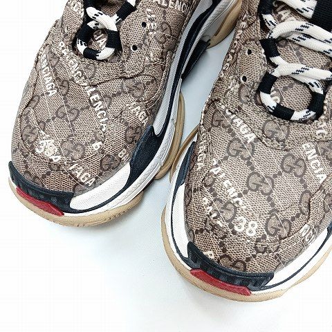 Gucci X Balenciaga Triple S Women's USA8 25.0cm (9.84in) Beige X Brown Shoes