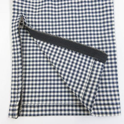 Chanel Gingham Check Slacks Pants Logo Embroidery Lame Hem Zip Domestic Genuine