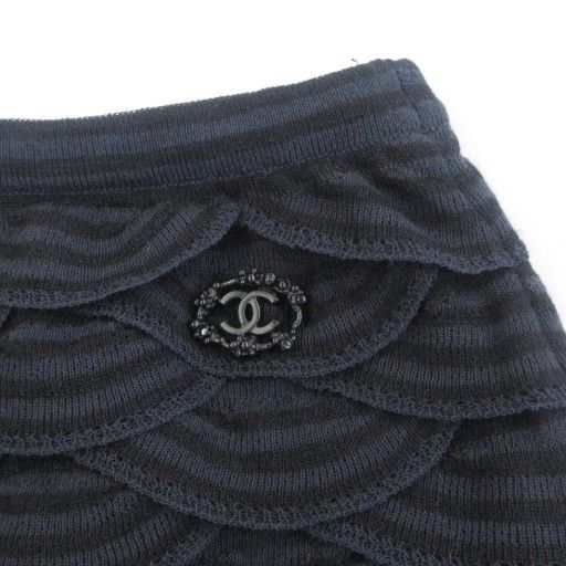 Chanel 11A Coco Mark Knit Skirt Total Pattern Frill Logo Decoration P41318k03035