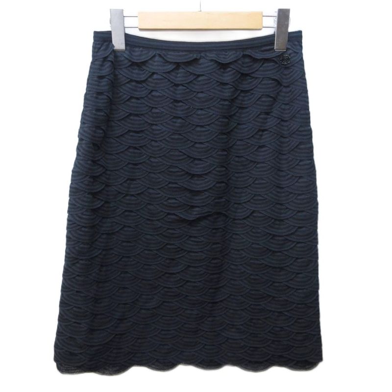 Chanel 11A Coco Mark Knit Skirt Total Pattern Frill Logo Decoration P41318k03035