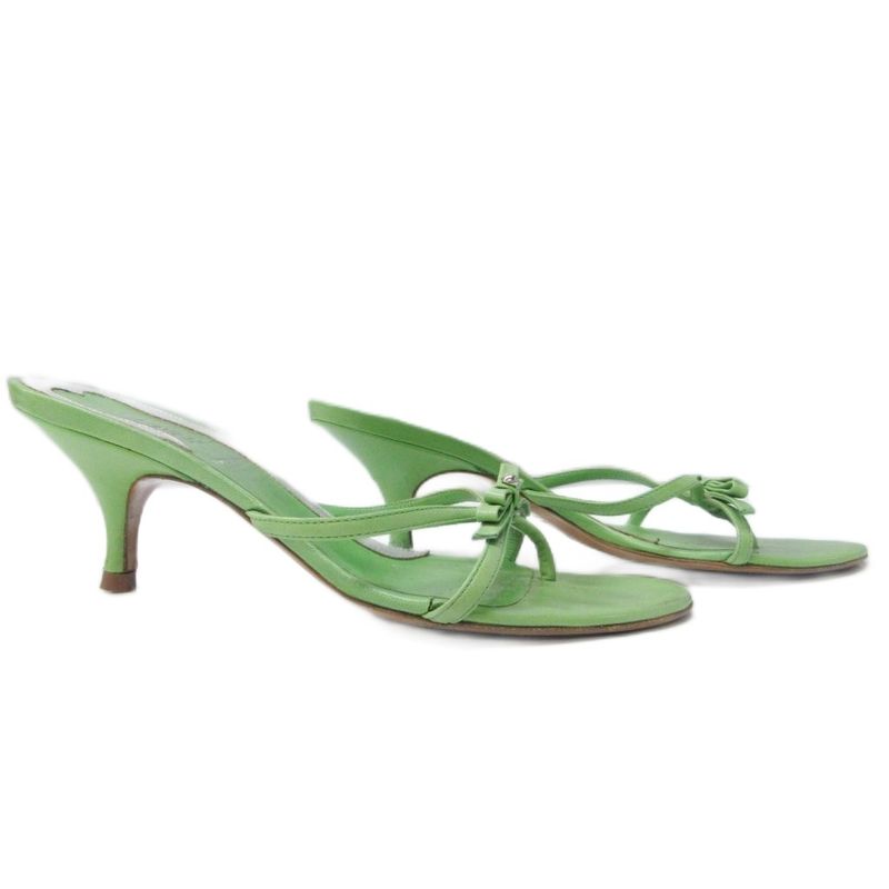 Fendi Thong Sandals Ribbon Motif Leather Strap Heel 35 Approx 22cm (8.66in)